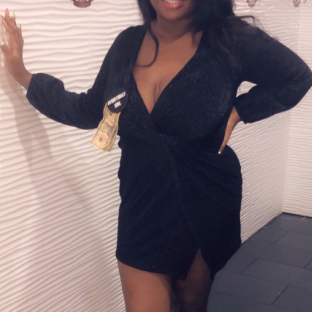 Black Metallic Glitter Dress